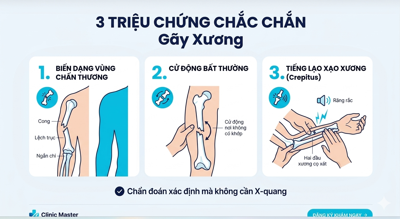 3 dấu hiệu chắc chắn gãy xương