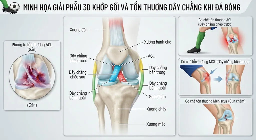 Các Dạng Chấn Thương Gối Phổ Biến Nhất Trên Sân Cỏ