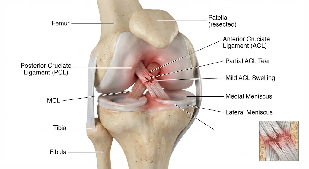 Đứt bán phần dây chằng chéo trước là gì?